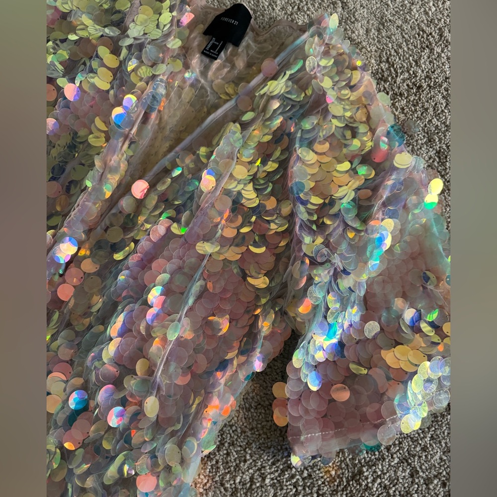 Forever 21 Multicolor Sequin Mesh Cape - Picture 3 of 5